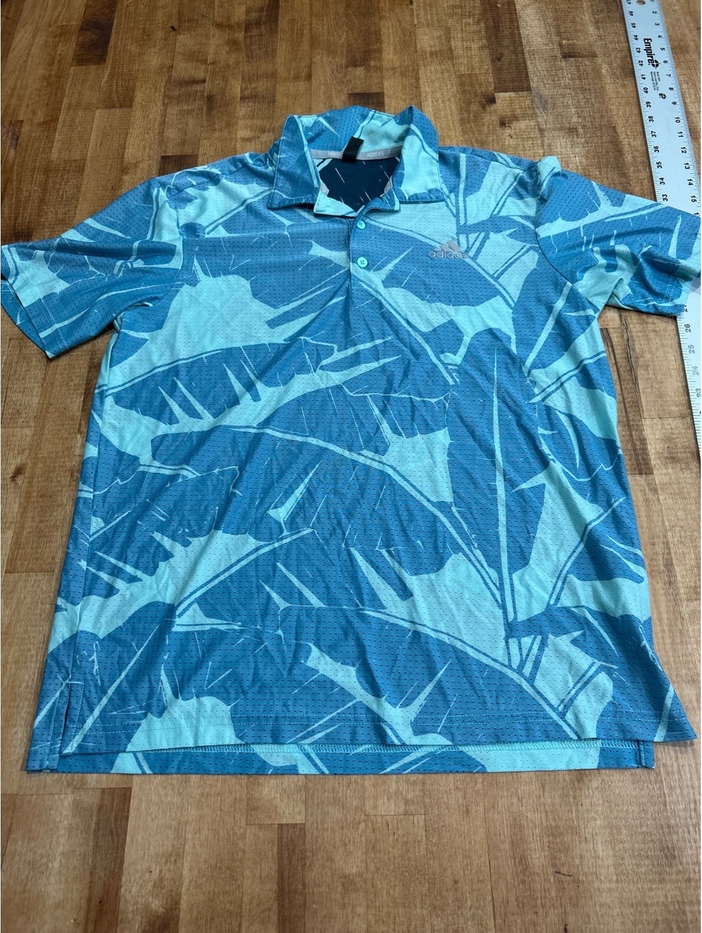 Adidas Men's Blue Tropical Print Polo Shirt Size Large